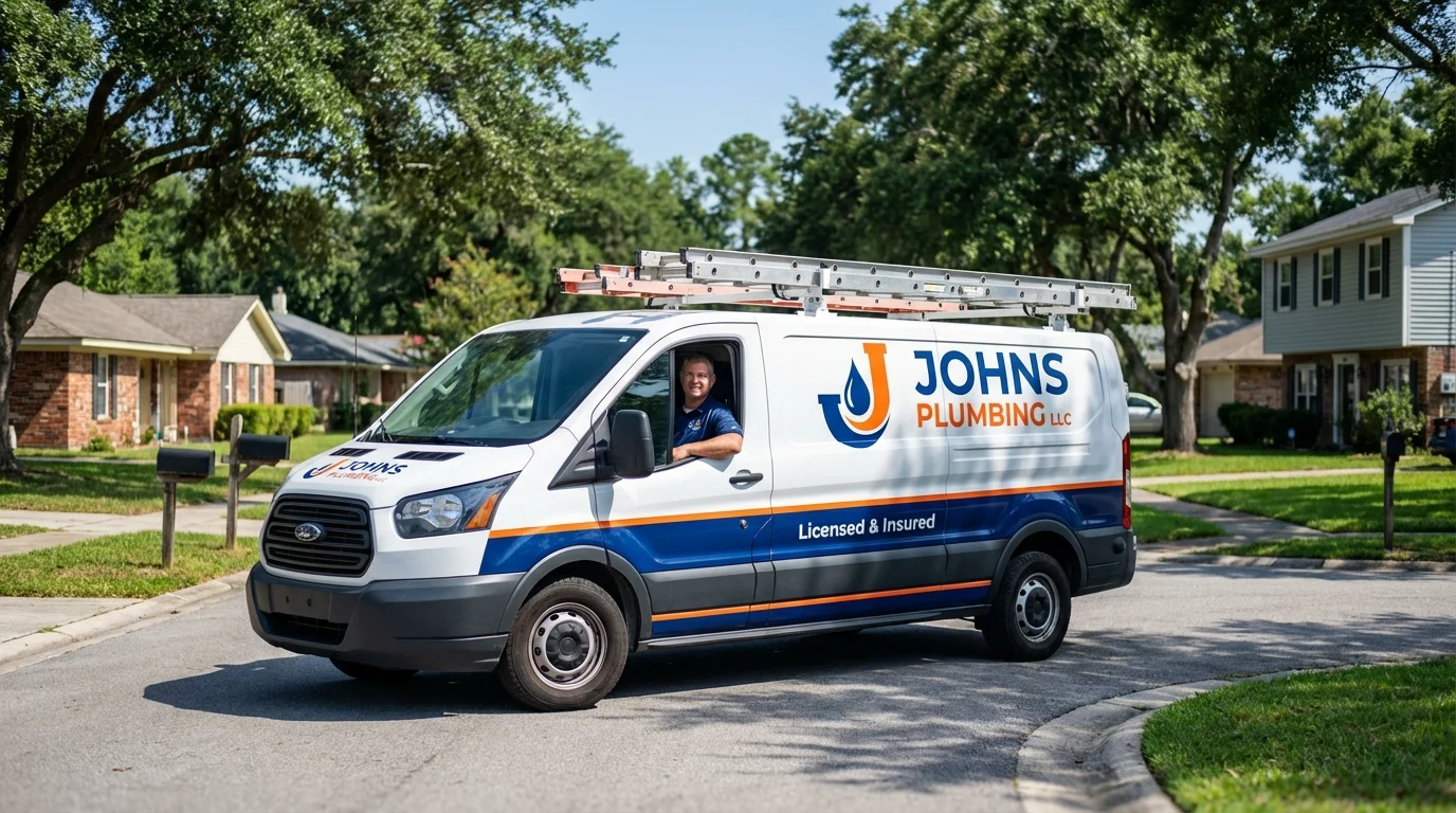 Johns Plumbing LLC service van in Granby, MO