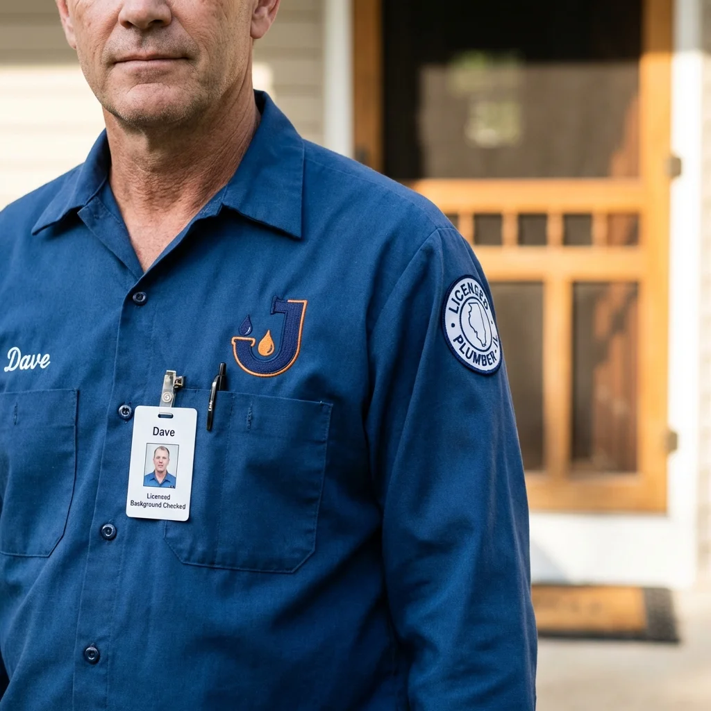 Licensed plumber showing ID badge in Granby, MO