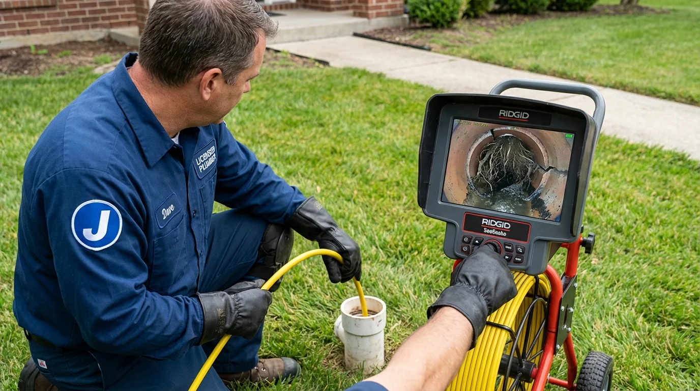 Sewer camera inspection being performed by Johns Plumbing LLC in Granby