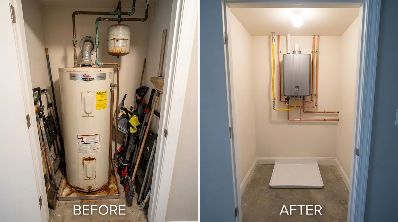 Tank water heater versus wall-mounted tankless unit comparison for Granby, MO homeowners
